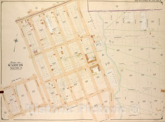 Historic Map - 1905 Brooklyn, (New York, N.Y.),Newlots Ave, Fountain Ave, Dumont Ave, Hemlock St; Old Mill Road, Wortman Ave, Stanley Ave, Berriman St, S - Vintage Wall Art