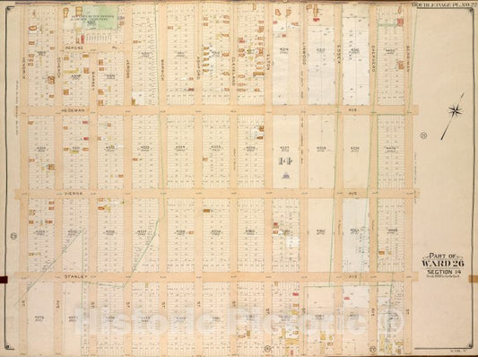 Historic Map - 1905, Brooklyn (New York, N.Y.) Vol. 4, Plate No. 22; Part Of Ward 26; Sections 14; [Newlots Ave, Berriman St; ] - Vintage Wall Art