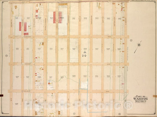 Historic Map - 1905, Brooklyn (New York, N.Y.) Vol. 4, Plate No. 23; Part Of Ward 26; Sections 14; [Newlots Ave, Hendrix St; ] - Vintage Wall Art