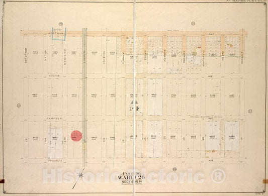 Historic Map - 1905, Brooklyn (New York, N.Y.) Vol. 4, Plate No. 26; Part Of Ward 26; Sections 14; [Wortman Ave, Linwood St; ] - Vintage Wall Art