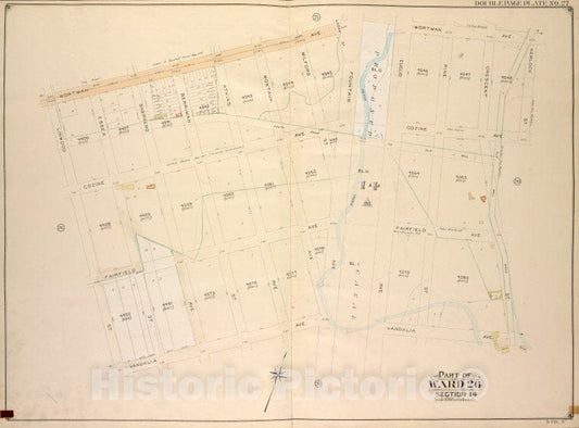 Historic Map - 1905, Brooklyn (New York, N.Y.) Vol. 4, No. 27; Part Of Ward 26; Sections 14; [Bounded By Wortman Ave, Hemlock St; ] - Vintage Wall Art