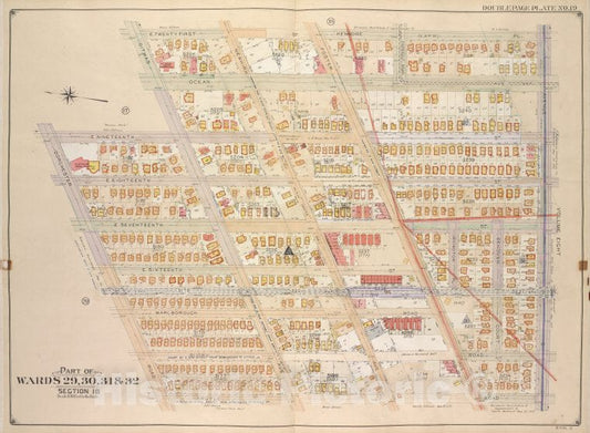 Historic Map - 1906, Brooklyn (New York, N.Y.) Ward 29, 30, 31 & 32, Section 16; [E. 21St, Kenmore Pl, Ave G, Argyle Road; Dorchester Road, E. 19Th, Ditmas Ave. - Vintage Wall Art