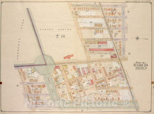Historic Map - 1906 Brooklyn, (New York, N.Y.), Rugby Road (E. 14Th St.), Albemarle Road (Ave A), Church Ave, Church Lane, Ocean Parkway; Including Prospect Ave, Vintage Wall Art