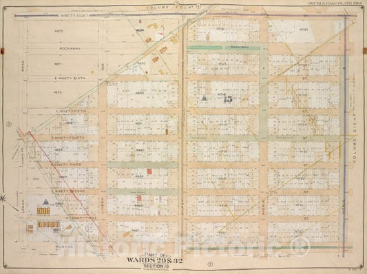 Historic Map - 1906, Brooklyn (New York, N.Y.) Vol. 5, Plate No. 6; Part Of Wards 29 & 32, Section 15; [Bounded By E. Ninety Eight St, Ave B; ] - Vintage Wall Art