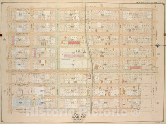 Historic Map - 1906, Brooklyn (New York, N.Y.) Vol. 5, No. 9; Part Of Ward 29, Section 15; [Bounded By E. 55Th St, Tilden Ave. (Vernon Ave.); ] - Vintage Wall Art
