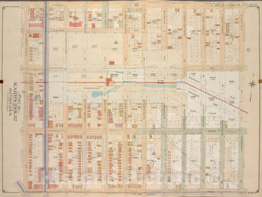 Historic Map - 1906, Brooklyn (New York, N.Y.) Vol. 5, Plate No. 13; Part Of Wards 29 & 32, Section 16; [Ave D, E. 40Th St; ] - Vintage Wall Art