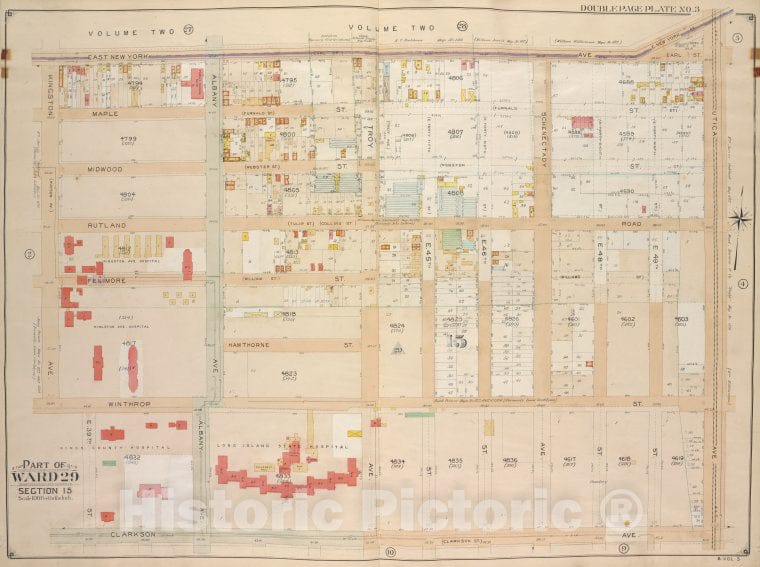 Historic Map - 1906 Brooklyn (New York, N.Y.) Part Of Wards 29, Section 15; [East New York Ave, Utica Ave, Clarkson Ave; Albany Ave, Winthrop St, Kingston Ave.] - Vintage Wall Art