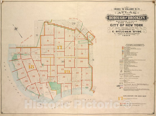Historic Map - 1905 Brooklyn (New York, N.Y.), Index Atlas Of The Borough Of Brooklyn. Sections 17, 18 & 19. Ward 30. City Of New York - Vintage Wall Art