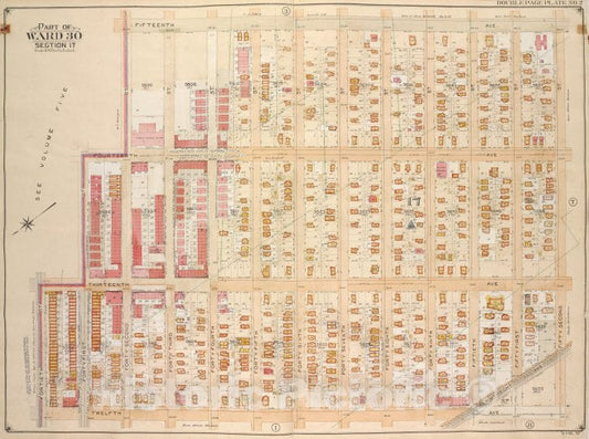 Historic Map - 1905, Brooklyn (New York, N.Y.) Ward 30, Sect 17; [15Th Ave, 42Nd St, New Utrecht Ave, 12Th Ave; 40Th St, 13Th Ave, 41St St, 42Nd St, 14Th Ave.] - Vintage Wall Art