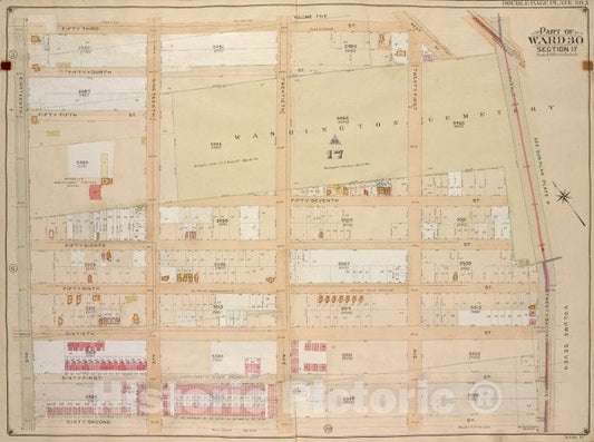 Historic Map - 1905, Brooklyn (New York, N.Y.) Vol. 6, No. 5; Part Of Ward 30, Section 17; [Bounded By 53Rd St, West St, Gravesend Ave, Ave K; ] - Vintage Wall Art