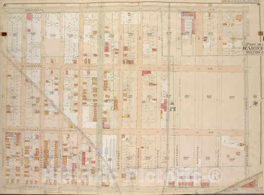 Historic Map - 1905 Brooklyn (New York, N.Y.) Vol. 6, Plate No. 6; Part Of Ward 30, Section 17; [18Th Ave, 67Th St; Including 15Th Ave, 55Th St.] - Vintage Wall Art