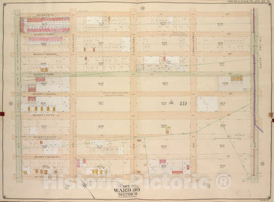 Historic Map - 1905 Brooklyn (New York, N.Y.) Vol. 6, Plate No. 20; Part Of Ward 30, Section 19; [70Th St, 22Nd Ave; Including 78Th St, 18Th Ave.] - Vintage Wall Art