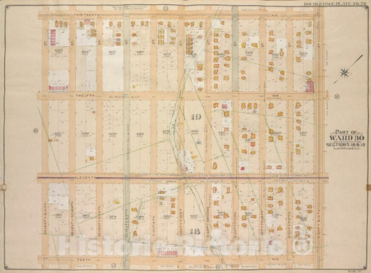 Historic Map - 1905 Brooklyn (New York, N.Y.) Vol. 6, Plate No. 24; Part Of Ward 30, Sections 18 & 19; [13Th Ave, 86Th St; Including 10Th Ave, 76Th St.] - Vintage Wall Art