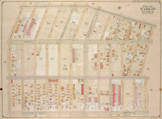 Historic Map - 1905 Brooklyn (New York, N.Y.) Vol. 6, Plate No. 26; Part Of Ward 30, Section 18; [5Th Ave, 91St St; Including Ridge Blvd, 80Th St.] - Vintage Wall Art