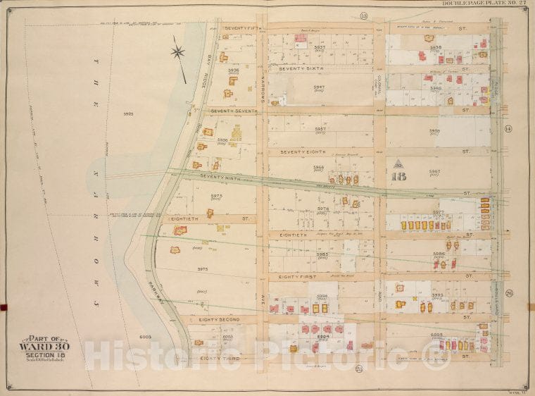 Historic Map - 1905 Brooklyn (New York, N.Y.) Vol. 6, Plate No. 27; Part Of Ward 30, Section 18; [75Th St, Ridge Blvd; Including 83Rd St, Bay Ridge Parkway] - Vintage Wall Art