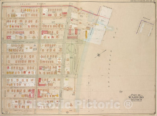 Historic Map - 1905 Brooklyn (New York, N.Y.) Vol. 6, Plate No. 35; Part Of Ward 30, Section 19; [23Rd Ave, Warehouse Ave, 20Th Ave, Benson Ave.] - Vintage Wall Art
