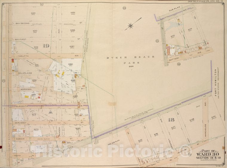 Historic Map - 1905 Brooklyn, (New York, N.Y.), Bay Second St Warehouse Ave, Battery Ave; Including 102Nd St 7Th Ave, 86Th St, 7Th Ave, 102Nd - Vintage Wall Art