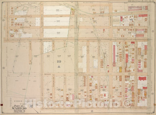 Historic Map - 1905, Brooklyn (New York, N.Y.) Vol. 6, No. 32; Part Of Ward 30, Section 19; [Bounded By 83Rd St, 17Th Ave, Bath Ave, 14Th Ave; ] - Vintage Wall Art