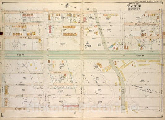 Historic Map - 1907 Brooklyn (New York, N.Y.) Vol. 7, Plate No. 12; Part Of Ward 31, Section 20; [E. 9Th St, Ave S; Including E. 2Nd St, Ave O] - Vintage Wall Art