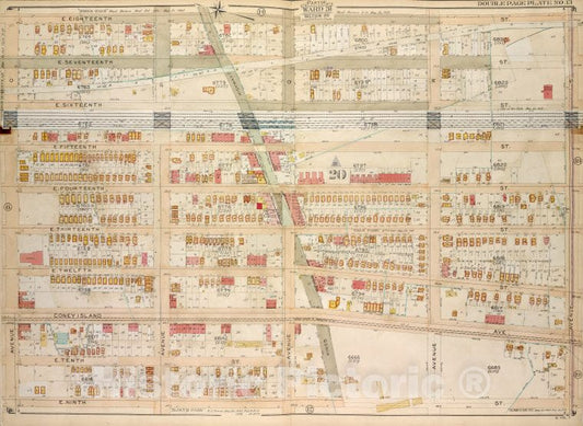 Historic Map - 1907 Brooklyn (New York, N.Y.) Vol. 7, Plate No. 13; Part Of Ward 31, Section 20; [E. 18Th St, Ave S; Including E. 9Th St, Ave O] - Vintage Wall Art
