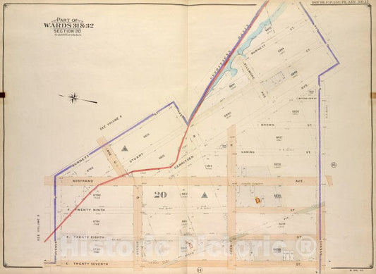 Historic Map - 1907 Brooklyn (New York, N.Y.) Vol. 7, Plate No. 15; Part Of Wards 31 & 32, Section 20; [Burnett St, Ave S; Including E. 27Th St, Ave P] - Vintage Wall Art
