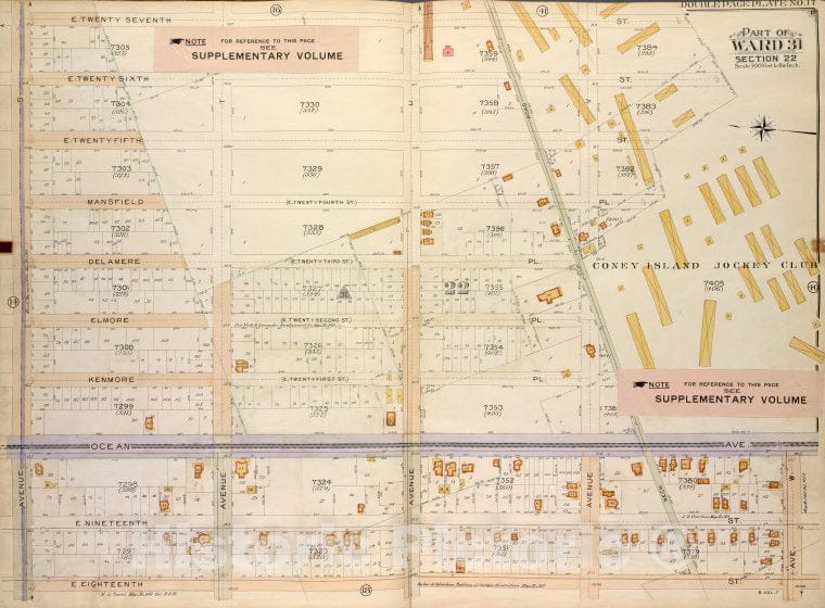 Historic Map - 1907 Brooklyn (New York, N.Y.) Vol. 7, Plate No. 17; Part Of Ward 31, Section 22; [E. 27Th St, Ave W; Including E. 18Th St, Ave S] - Vintage Wall Art