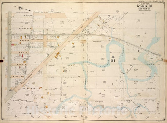 Historic Map - 1907 Brooklyn (New York, N.Y.) Vol. 7, Plate No. 21; Part Of Ward 31, Section 21; [W. 6Th St, Ave Y; Including Stillwell Ave, Ave U] - Vintage Wall Art