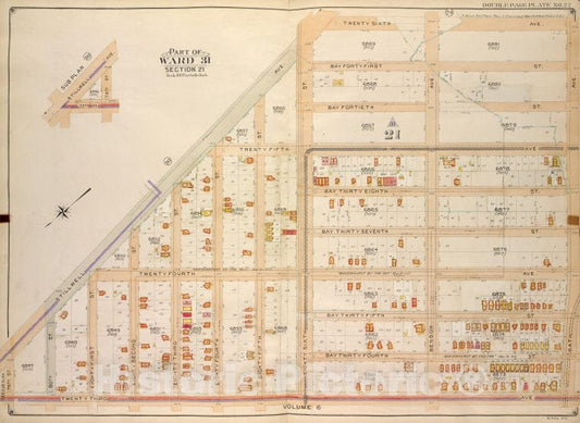 Historic Map - 1907 Brooklyn (New York, N.Y.) Ward 31, Section 21; [26Th Ave, Bath Ave, 23Rd Ave; 79Th,Illwell Ave; Sub Plan; [Stillwell Ave, 79Th, 23Rd Ave. - Vintage Wall Art