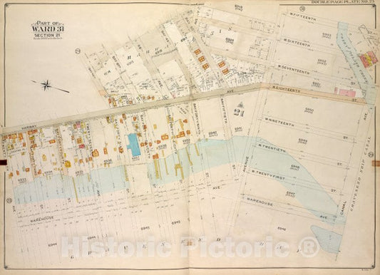 Historic Map - 1907, Brooklyn (New York, N.Y.) Vol. 7, No. 25; Part Of Ward 31, Section 21; [Bounded By W. 15Th St, Canal Ave, Warehouse Ave; ] - Vintage Wall Art