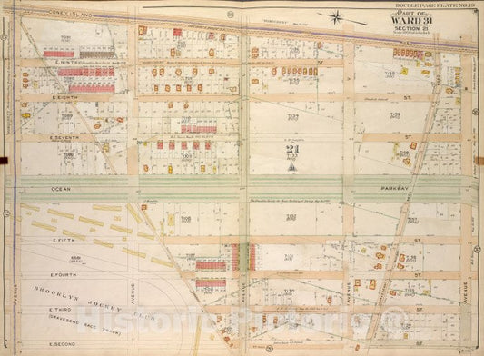 Historic Map - 1907 Brooklyn (New York, N.Y.) Vol. 7, Plate No. 19; Part Of Ward 31, Section 21; [Coney Island Ave, Ave W; Including E. 2Nd St, Ave S] - Vintage Wall Art