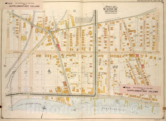 Historic Map - 1907, Brooklyn (New York, N.Y.) No. 38; Part Of Ward 31, Section 22; [Ave Z, E. 25Th St, Sheepshead Bay, Coney Island Creek, E. 13Th St.] - Vintage Wall Art