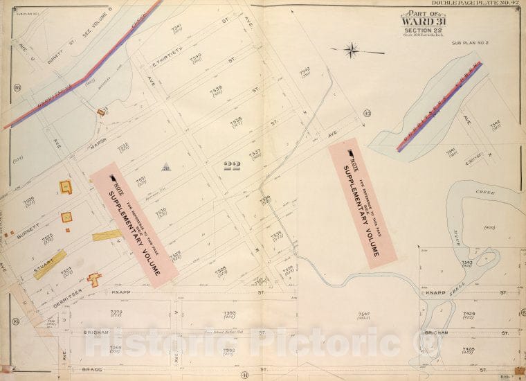 Historic Map - 1907 Brooklyn, (New York, N.Y.), Bounded By Gerritsens Creek, Ave X; Including Bragg St Ave U No. 1, Bounded By Ave U, Burnett St.No. 2; - Vintage Wall Art