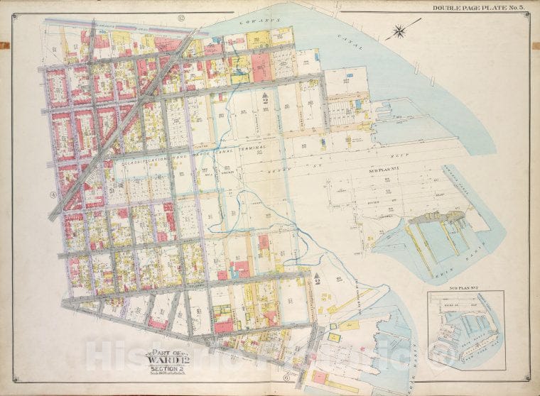 Historic Map - 1916 Brooklyn, (New York, N.Y.),Gowanus Canal, Henry St. Slip, Halleck St Erie Basin; Beard St Dwight St Nelson St 7Th St.No. 1, Henry St Gow - Vintage Wall Art