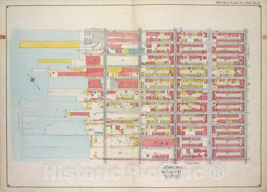 Historic Map - 1916 Brooklyn (New York, N.Y.) Vol. 1, Double Page Plate No. 9; Part Of Ward 8, Section 3; [49Th St, 5Th Ave, 60Th St, The Narrows] - Vintage Wall Art