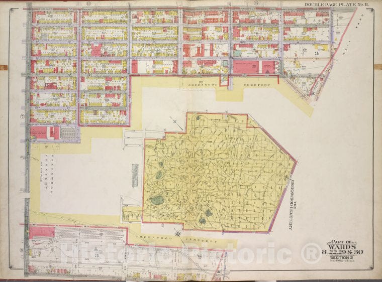 Historic Map - 1916 Brooklyn, (New York, N.Y.),Prospect Ave, 11Th Ave, Terrace Pl, Gravesend Ave, 20Th St; 7Th Ave, 23Rd St 6Th Ave, 24Th St 5Th Ave; An - Vintage Wall Art