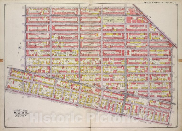 Historic Map - 1916, Brooklyn (New York, N.Y.) Part Of Ward 25, [Hanock St, Bainbridge St, Broadway, Rockaway Ave; Atlantic Ave, Utica Ave, Fulton St, Reid Ave.] - Vintage Wall Art