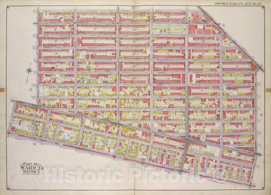 Historic Map - 1916, Brooklyn (New York, N.Y.) Part Of Ward 25, [Hanock St, Bainbridge St, Broadway, Rockaway Ave; Atlantic Ave, Utica Ave, Fulton St, Reid Ave.] - Vintage Wall Art