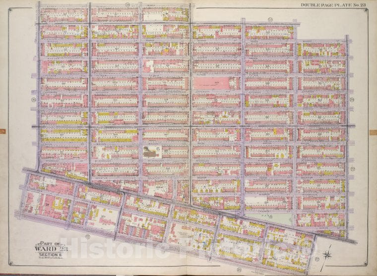 Historic Map - 1916 Brooklyn, (New York, N.Y.), Quincy St Sumner Ave, Gates Ave, Styvensant Ave, Monroe St Reid Ave, Fulton St; Including Utica Ave, Atlant - Vintage Wall Art