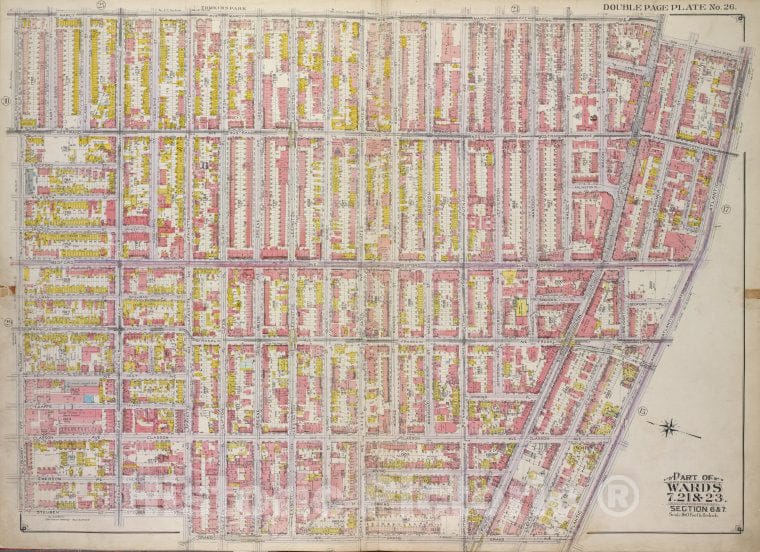 Historic Map - 1916 Brooklyn, (New York, N.Y.), Marcy Ave, Fulton St New York Ave, Atlantic Ave; Grand Ave, Lafayette Ave, Steuben St Willoughby Ave. - Vintage Wall Art