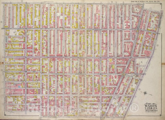 Historic Map - 1916 Brooklyn, (New York, N.Y.), Marcy Ave, Fulton St New York Ave, Atlantic Ave; Grand Ave, Lafayette Ave, Steuben St Willoughby Ave. - Vintage Wall Art