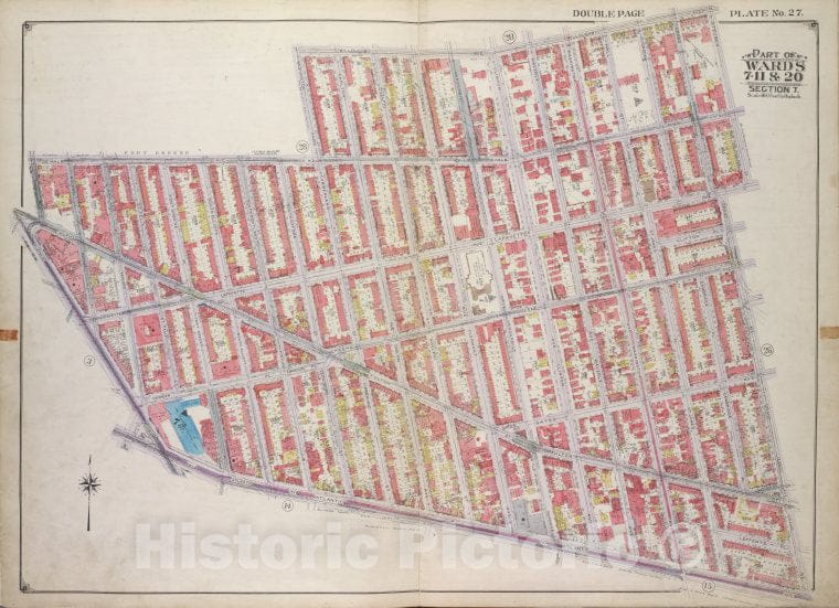 Historic Map - 1916 Brooklyn, (New York, N.Y.), Willoughby Ave, Steuben St Lafayette Ave, Grand Ave, Atlantic Ave; Including Flatbush Ave, Fulton St Hudson - Vintage Wall Art