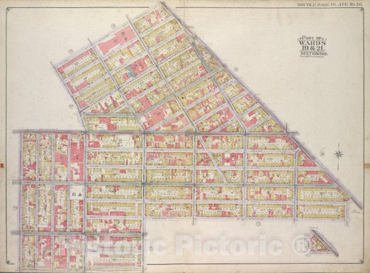 Historic Map - 1916 Brooklyn, (New York, N.Y.),Heyward St Broadway, Lewis Ave, Stockton St Marcy Ave; Willoughby Ave, Bedford Ave, Flushing Ave, Lee Ave, Vintage Wall Art