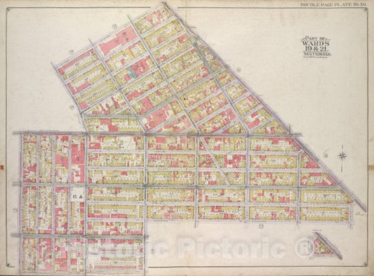 Historic Map - 1916 Brooklyn, (New York, N.Y.),Heyward St Broadway, Lewis Ave, Stockton St Marcy Ave; Willoughby Ave, Bedford Ave, Flushing Ave, Lee Ave, Vintage Wall Art