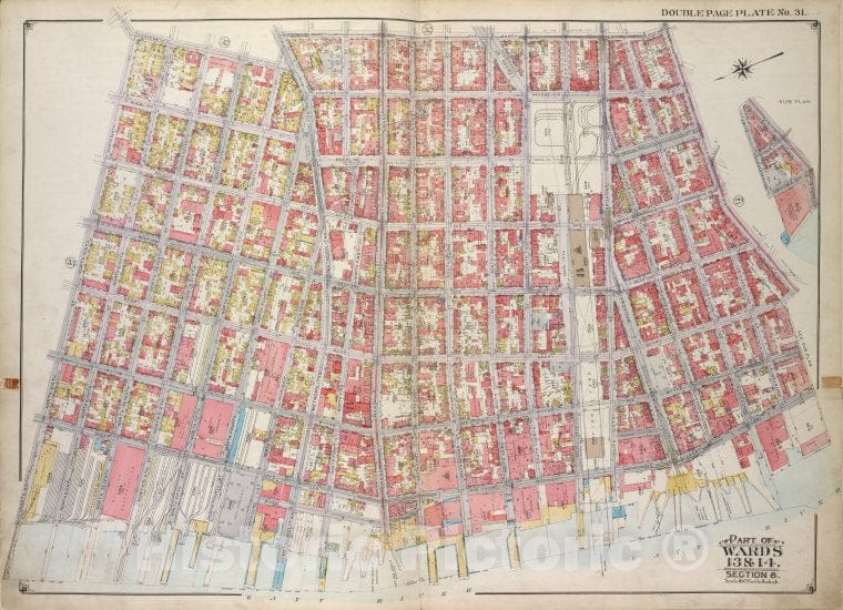 Historic Map - 1916 Brooklyn, (New York, N.Y.),Havemeyer St Metropolitan Ave, Marcy Ave, Division Ave; Berry St S. 10Th St East River, N. 9Th St, S. 11Th St - Vintage Wall Art