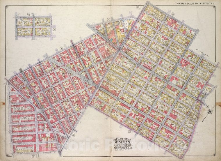 Historic Map - 1916 Brooklyn, (New York, N.Y.),Marcy Ave, Metropolitan Ave, Havemeyer, Withers, Union Ave, Richardson, Manhattan Ave, Withers, Humbolt, Vintage Wall Art