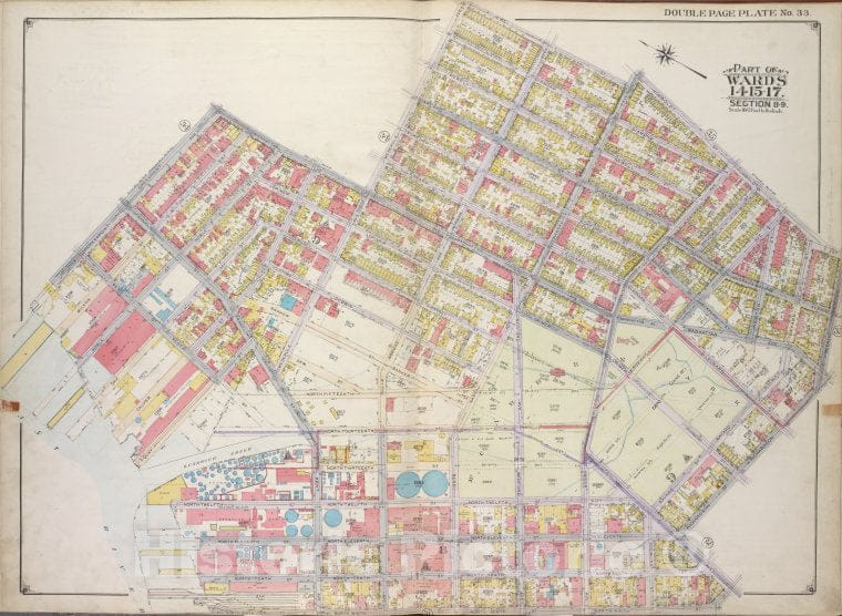 Historic Map - 1916 Brooklyn, (New York, N.Y.), Meserole Ave, Jewel St Nasau Ave, Humboldt St Meeker Ave, Richardson St; Including Union Ave, N. 9Th St Eas - Vintage Wall Art