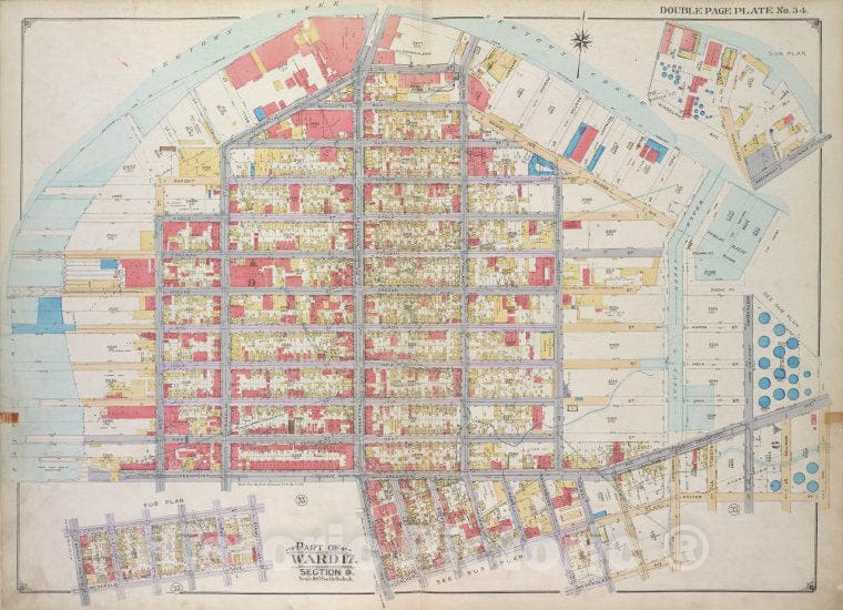 Historic Map - 1916 Brooklyn, (New York, N.Y.),Newtown Creek, N. Henry St Calyer St Humboldt St Meserole Ave; Diamond St Calyer St Manhattan Ave, Greenpoint - Vintage Wall Art