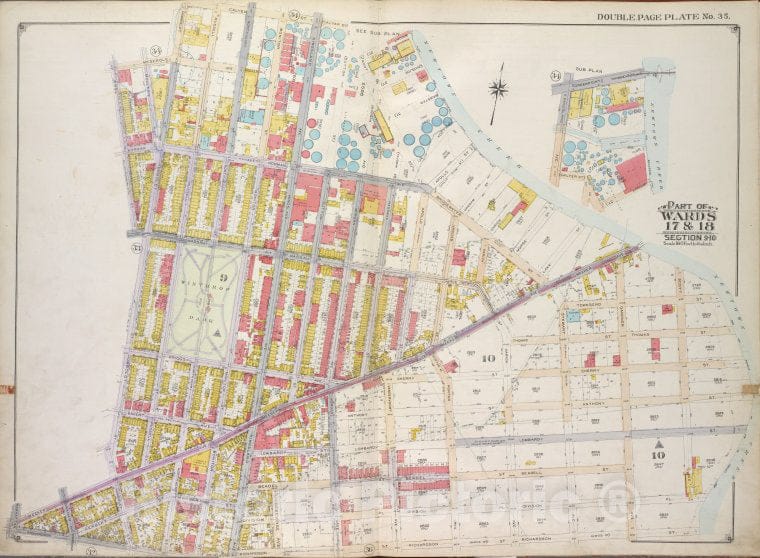 Historic Map - 1916 Brooklyn, (New York, N.Y.),Calyer St Newtown Creek, Richardson St. (Amos St.), Manhattan Ave, Meeker Ave; Humboldt St Nassau St Jewel St - Vintage Wall Art