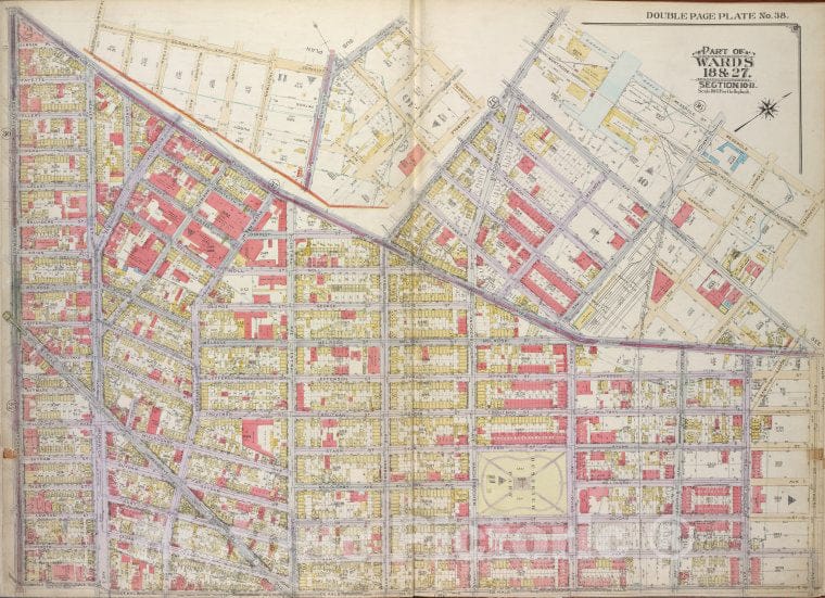 Historic Map - 1916 Brooklyn, (New York, N.Y.),Flushing Ave, Morgan Ave, Meserole St Gardner Ave; Johnson Ave, Cypress Ave, De Kalb Ave, Broadway, De Kalb - Vintage Wall Art