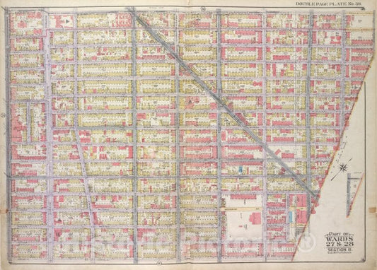 Historic Map - 1916 Brooklyn, (New York, N.Y.),De Kalb Ave, Stockholm St Stanhope St Himrod St Harman St Greene Ave, Bleeker St Menahan St; Grove St Linde - Vintage Wall Art